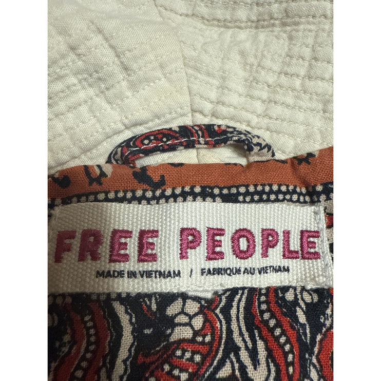 Free People Rowan Cream Gauze Double Breasted Long Sleeve Blazer Coat Jacket M