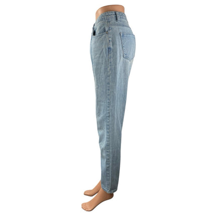 Riot Women's Blue Light Wash High Waisted Straight Tapered Denim Jeans Pants 6
