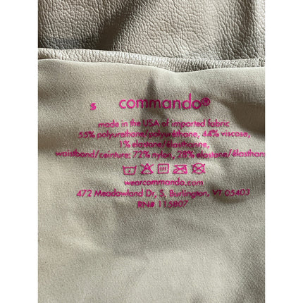 Commando Women's Beige Faux Leather Vegan High Rise Flared Leggings Pants Size S