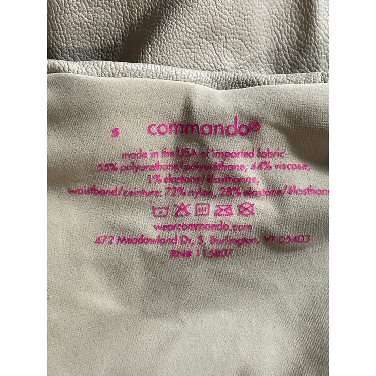 Commando Women's Beige Faux Leather Vegan High Rise Flared Leggings Pants Size S