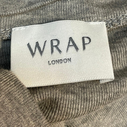 Wrap London Womens Gray Tan High Neck Long Sleeve Button Down Sweater Top Size 6