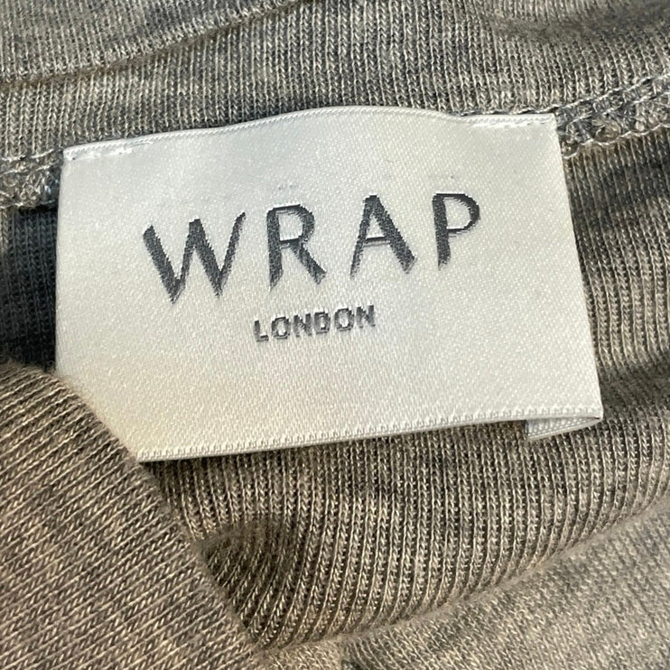 Wrap London Womens Gray Tan High Neck Long Sleeve Button Down Sweater Top Size 6