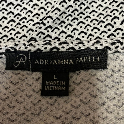 Adrianna Papell Women's White Black Abstract Ruffle Sleeve Blouse Top Size L