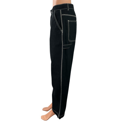 Gap Womens Black High Waisted Straight Wide Leg Carpenter Denim Jeans Pants Sz 6