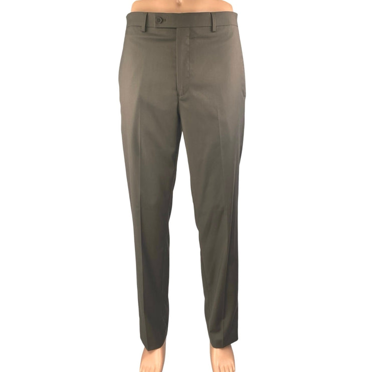 Calvin Klein Men's Brown Pleated Straight Leg Trousers Dress Pants Size 32x33