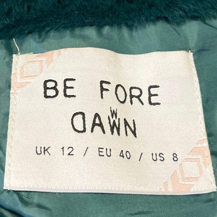 Be Fore Dawn Women's Green Faux Fur Sherpa Fleece Full Zip Sweater Coat Jacket 8