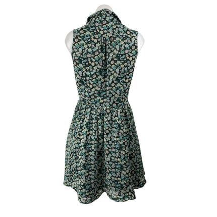French Connection Green Floral Sleeveless Button Front Fit & Flare Mini Dress 4