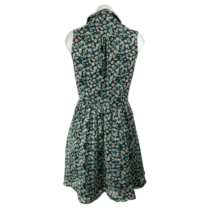 French Connection Green Floral Sleeveless Button Front Fit & Flare Mini Dress 4