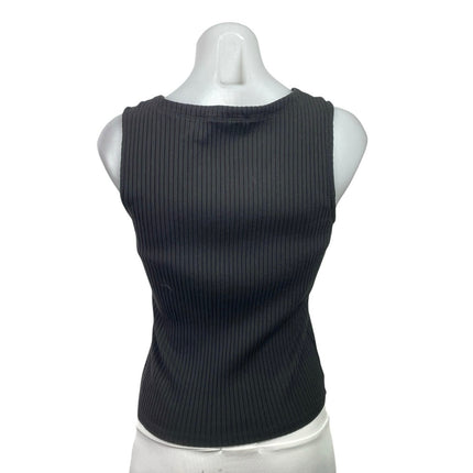 Truth by Republic Black Ribbed Knit Button Down Sleeveless Cardigan Vest Top S