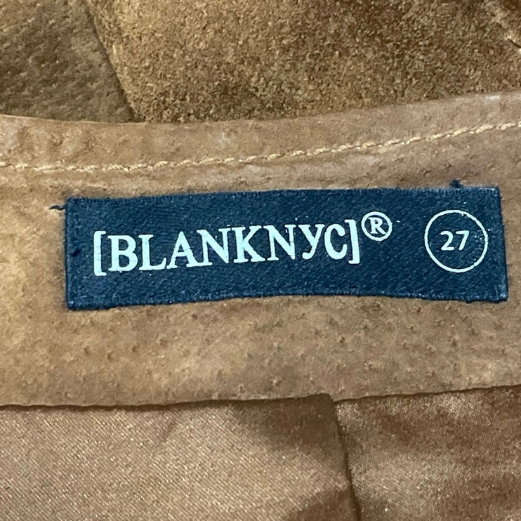 BlankNYC Women's Tan 100% Leather High Waist Pocket Slit Straight Mini Skirt 27
