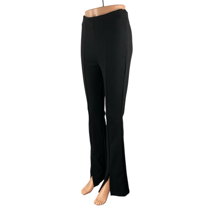 Zara Women's Black High Rise Flared Bootcut Slit Hem Trousers Dress Pants Size S
