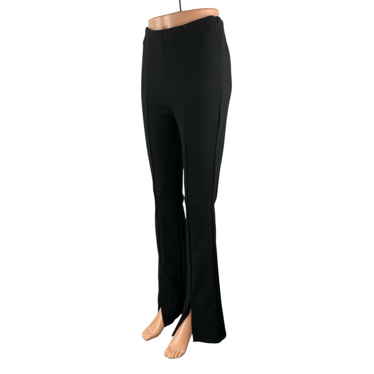 Zara Women's Black High Rise Flared Bootcut Slit Hem Trousers Dress Pants Size S