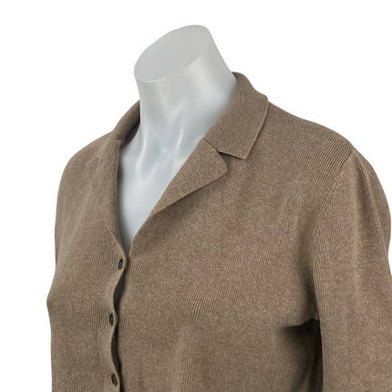 Charter Club Women's Tan Ribbed Knit Long Sleeve Button Up Cardigan Sweater S