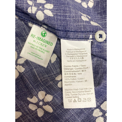 J.Crew Men's Blue Floral Short Sleeve Hawaiian Button Down Shirt Top Size L