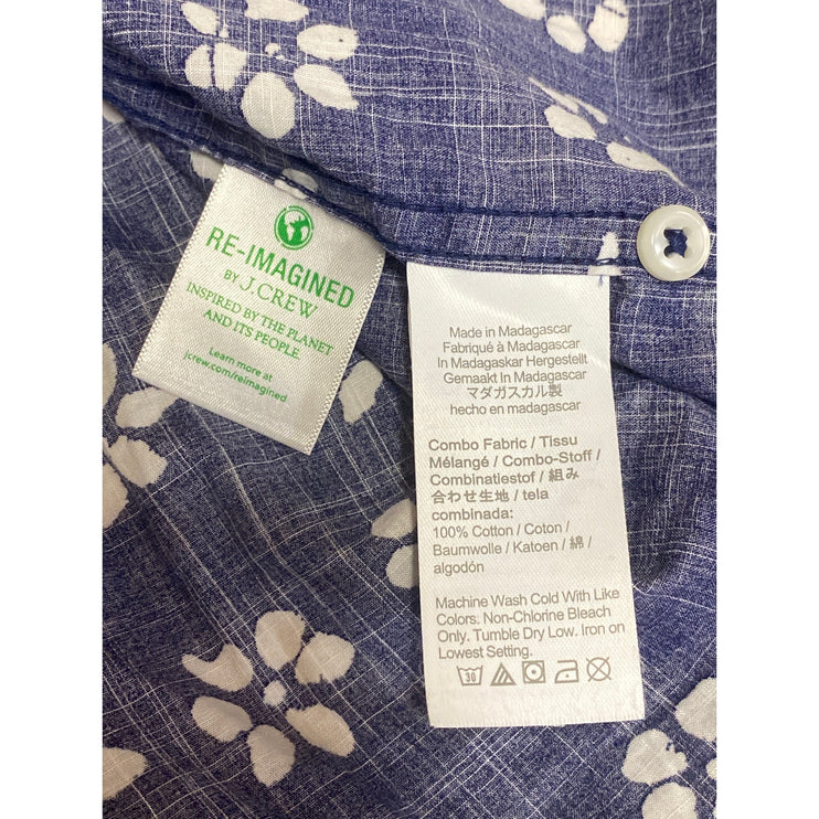 J.Crew Men's Blue Floral Short Sleeve Hawaiian Button Down Shirt Top Size L