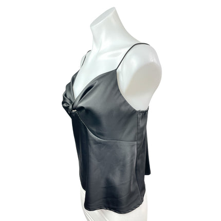 Princess Polly Black Silk Satin Sleeveless Twist Front Cami Camisole Tank Top 10