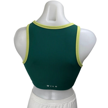 Wilo Women's Green Rib Knit Sleeveless Racerback Sports Bra Crop Tank Top Size M