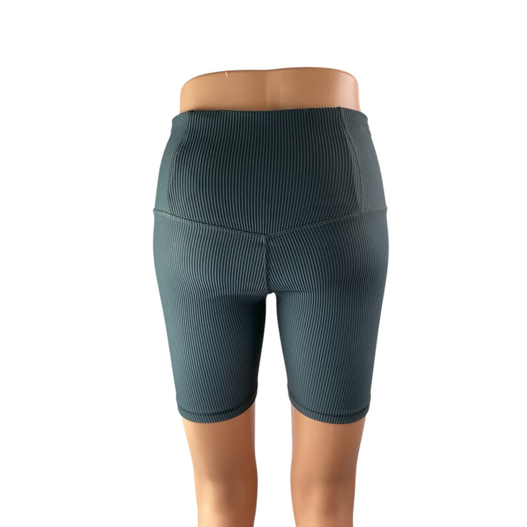 Athleta Elation Blue Gray Rib Knit High Rise  Athletic Running Biker Shorts XS