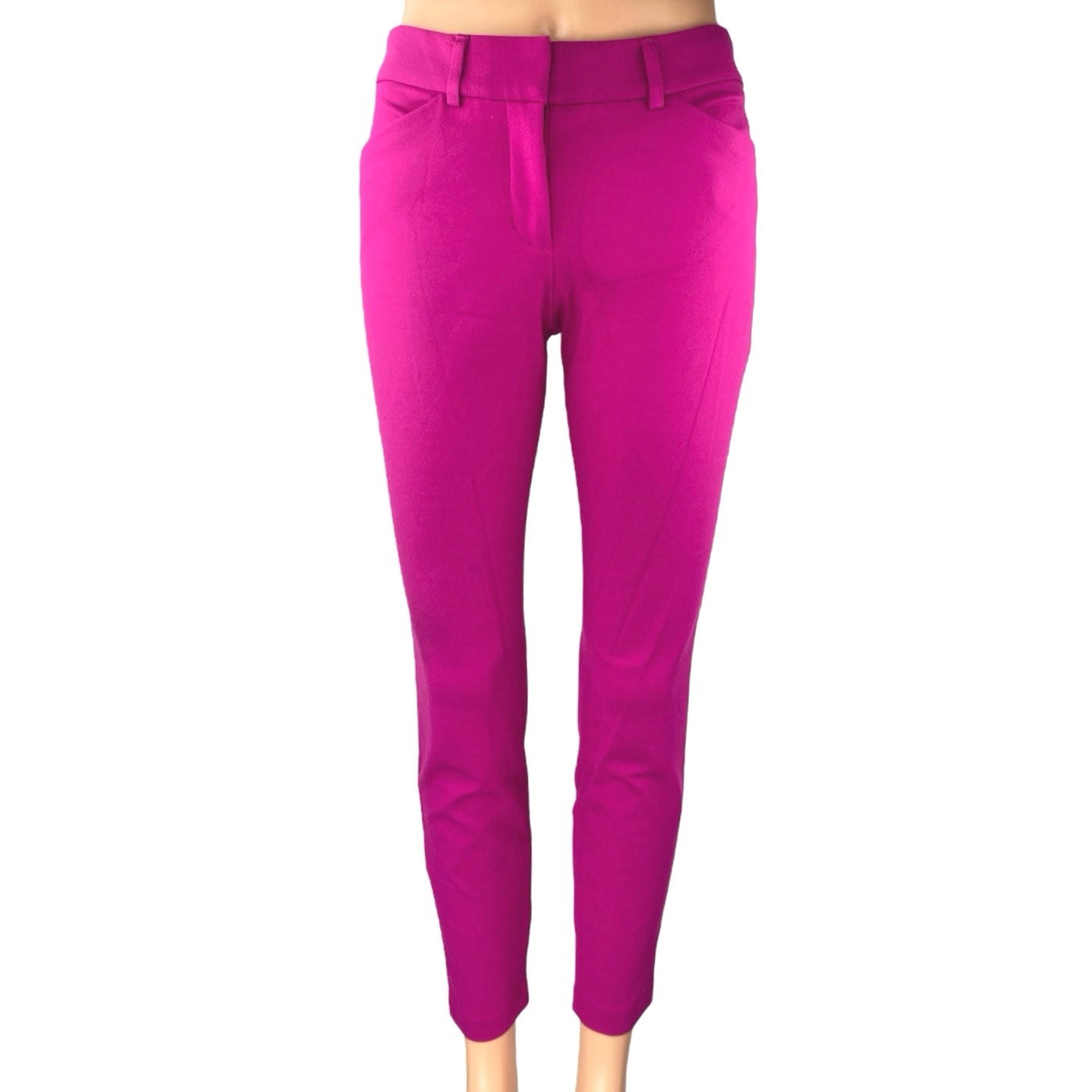 Express Women's Pink Mid Rise Stretch Skinny Leg Trousers Dress Pants – Brie