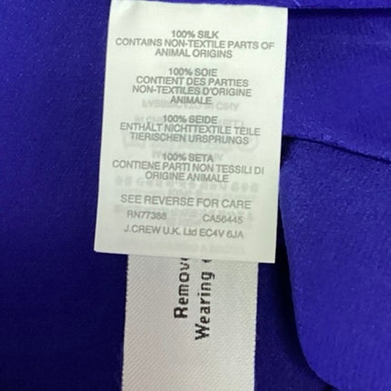 NEW J.Crew Blue 100% Silk Satin Drapey V Neck Casual Long Sleeve Blouse Top Sz 8