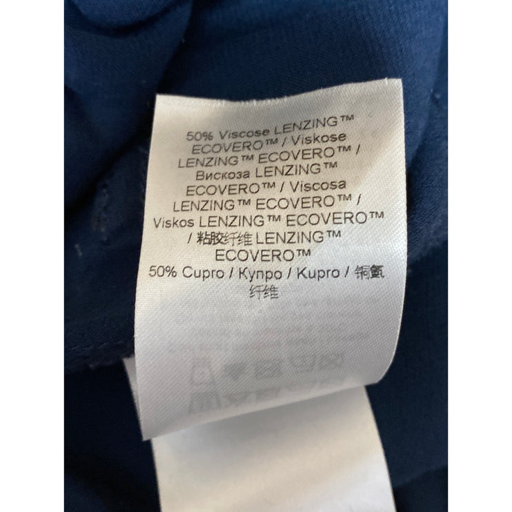 Ganni Blue Washed Twill Satin High Rise Paperbag Cargo Jogger Trousers Pants 42