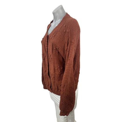 Anthropologie Pilcro Brown Knit Textured Long Sleeve Cardigan Sweater Top Size M