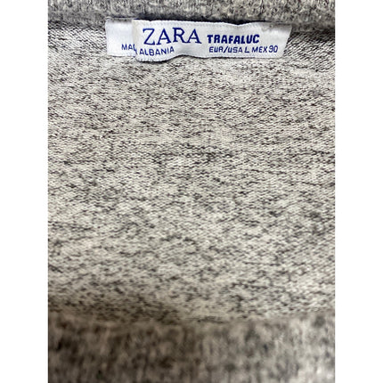 Zara Women's Gray Heather Long Sleeve Round Neck Knit Boxy Sweater Top Size L