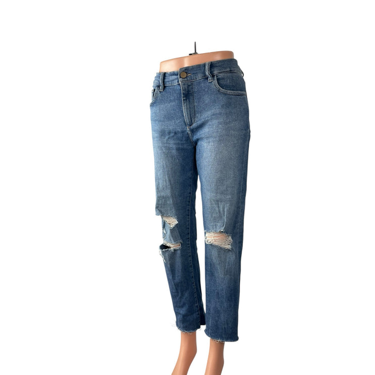 DL1961 Mara Straight Women's Blue Distressed High Waisted Denim Jeans Size 29