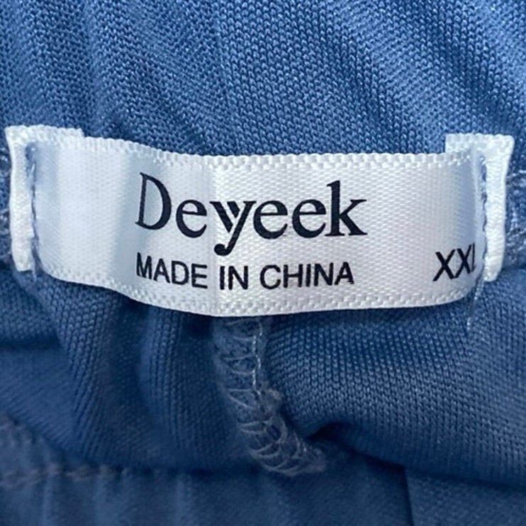 Deyeek Tear Away Mens Blue Split Snap Button Wide Leg Athletic Sweatpants Sz XXL