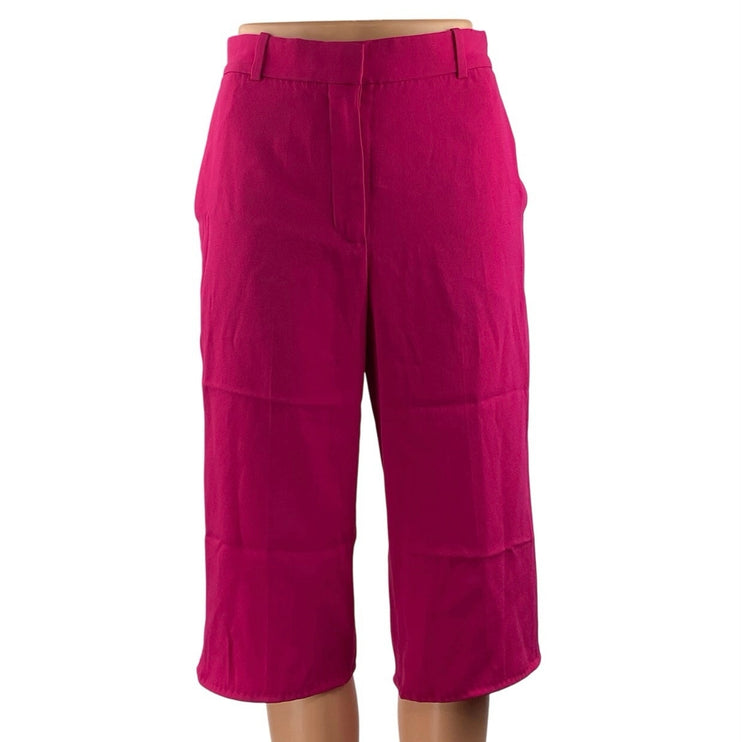 Aritzia Babaton Pink High Rise Raw Hem Straight Leg Capri Culottes Pants Size 2