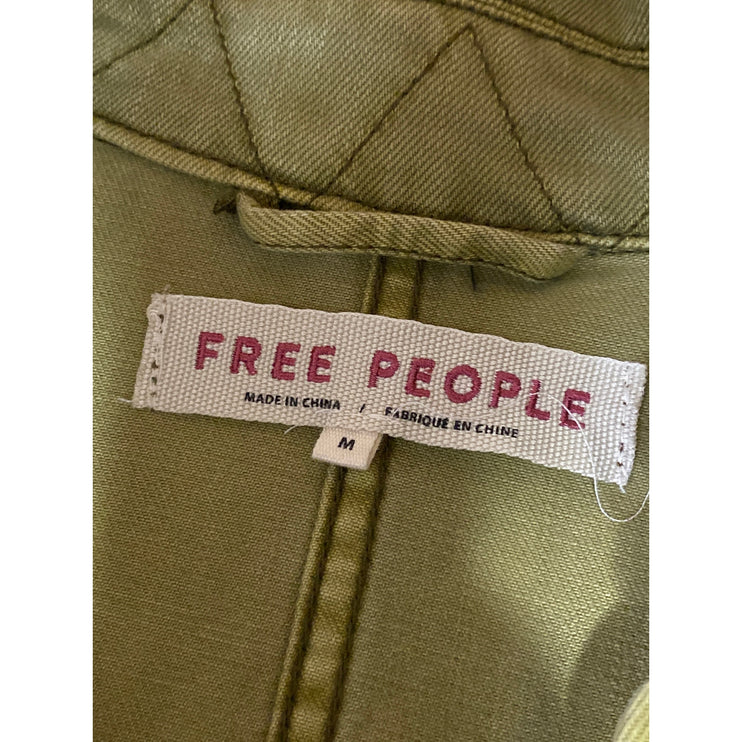 Free People Seize The Day Women's Green Zip Military Army Utility Coat Jacket M