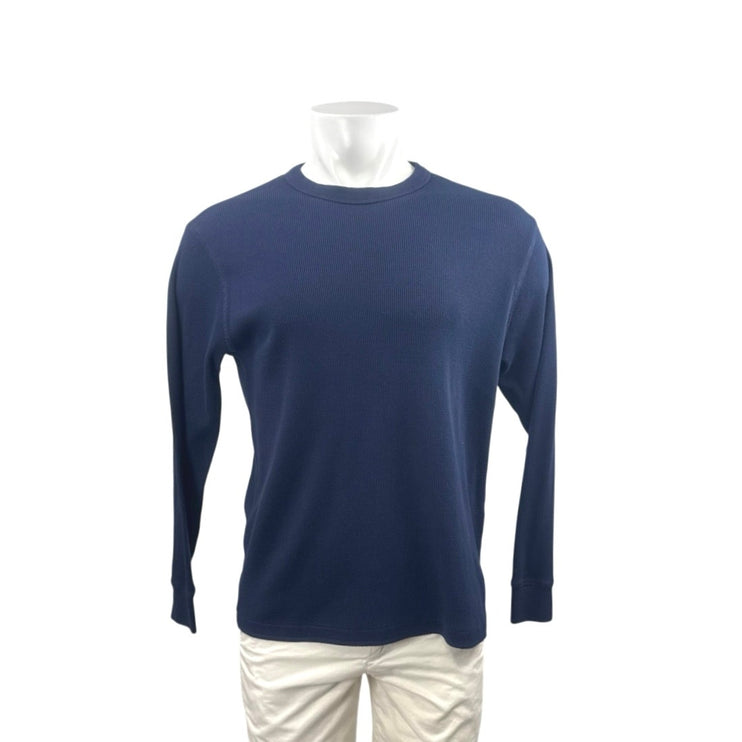 Gap Men's Navy Blue Waffle Knit Crew Neck Long Sleeve T Shirt Tee Top Size M