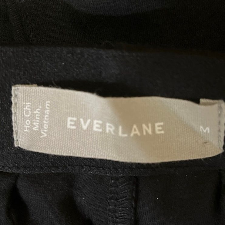 Everlane Black High Rise Drawstring Straight Leg Cropped Trouser Pants Size M