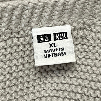 Uniqlo Womens Beige Long Sleeves Knit Textured V-neck Pullover Sweater Top Sz XL