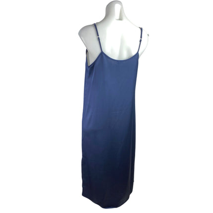 J.Crew Blue Silky Satin Sleeveless Cami Camisole Midi Maxi Slip Tank Dress Sz S