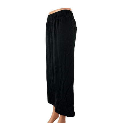 H&M Women's Black High Waisted Wide Leg Cropped Trousers Casual Pants Size 6