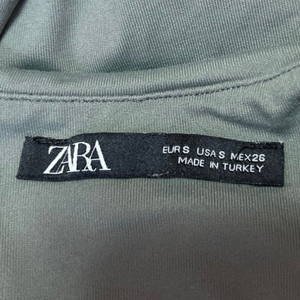 Zara Women's Green Sleeveless High Neck Stretch Racerback Bodysuit Tank Top S