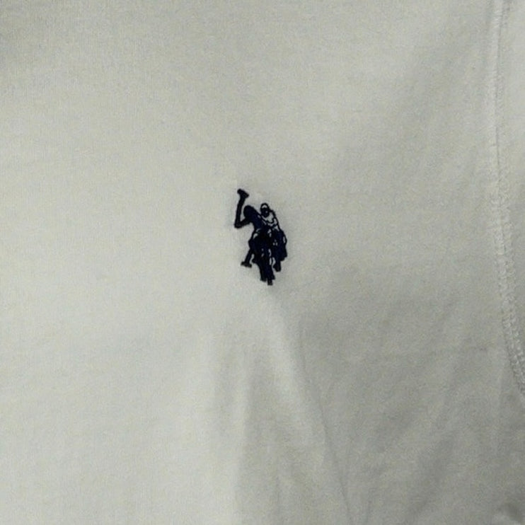 US Polo Assn Men's White Short Sleeve Golf Button Henley T Shirt Tee Top Size L