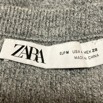 Zara Women's Gray Long Sleeve Ribbed Knit Button Up Cardigan Sweater Top Size M
