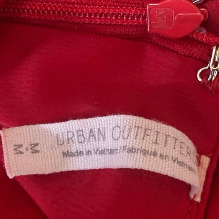 Urban Outfitters Red Silk Satin Cowl Neck Sleeveless Cami Tank Mini Slip Dress M