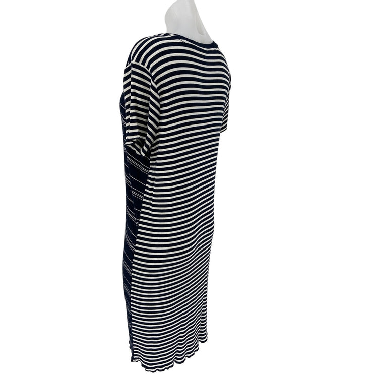 Vince Camuto Blue Stripe Crew-Neck Short Sleeve Rib Knit Mini T-Shirt Dress XL