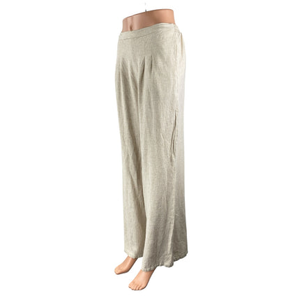 Fashion Nova Women's Beige High Waisted Pleated Wide Leg Trousers Pants Size M