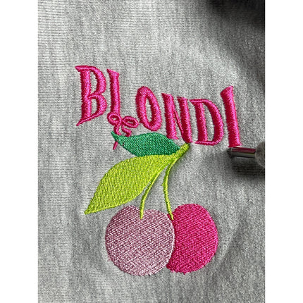 Blondi Women's Gray Fleece Embroidered Long Sleeve Hoodie Sweatshirt Top Size L