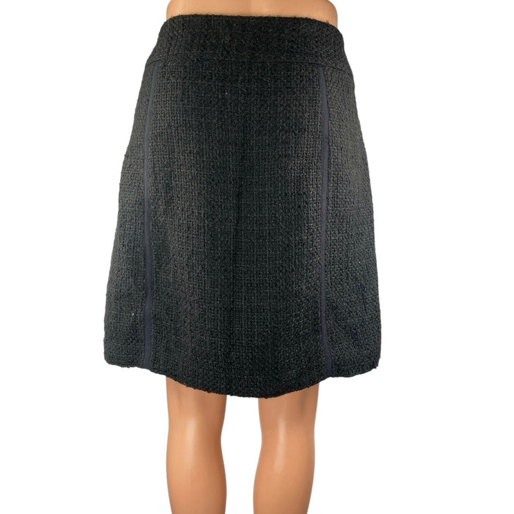 Ann Taylor LOFT Women's Black Tweed High Waist Zipper Mini A-Line Skirt Size 12