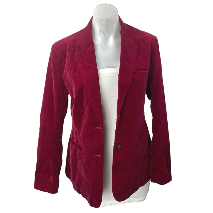 Partners From Mervyn's Women's Red Velvet Long Sleeve Blazer Coat Suit Jacket 14