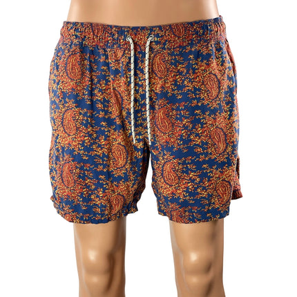 J.Crew Men's Blue Paisley Drawstring Stretch Boar Shorts Swim Trunks Size M
