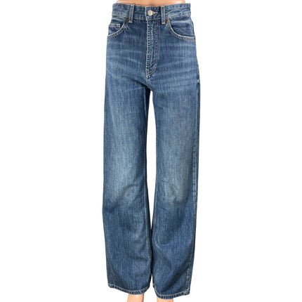 Zara Womens Blue High Rise Medium Wash Relaxed Wide Leg Denim Jeans Pants Size 4