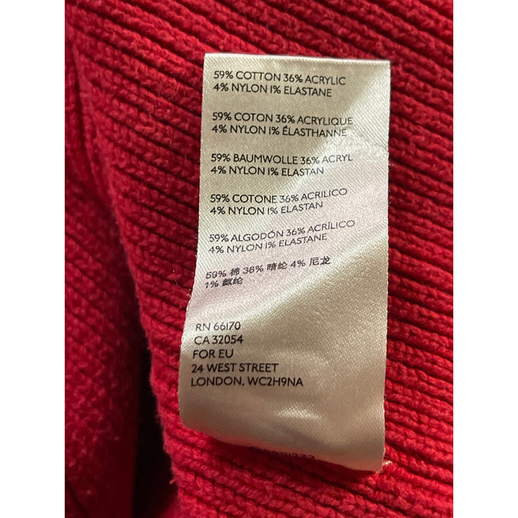 Free People Women's Red Ribbed Mock Neck Long Sleeve Sweatshirt Sweater Top M
