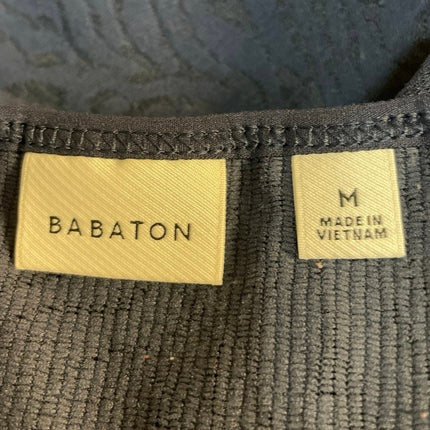 Aritzia Babaton Navy Blue Textured Square Neck Long Sleeve Bodysuit Top Size M
