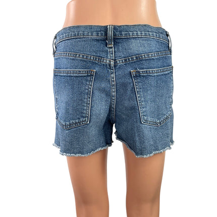 Gap Women's Blue Medium Wash Mid Rise Cut Off Raw Hem Denim Jean Shorts Size 28
